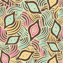 Leinwandbilder - Seamless abstract pattern with the image of geometric shapes and lines. 
