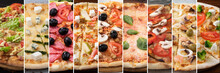 Food Collage Of Various Types Of Pizza