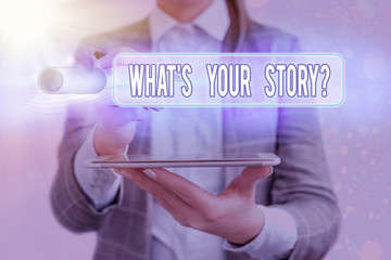 Fototapete - Handwriting text writing Whats Your Storyquestion. Conceptual photo manner of asking an individual about past life events