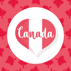 Wall Mural - Canadian flag heart of happy canada day vector design