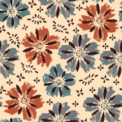 Aufkleber - Seamless abstract pattern with the image of a flower ornament.
