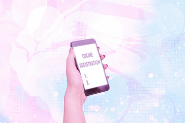 Fototapete - Text sign showing Online Registration. Business photo showcasing System for subscribing or registering via the Internet