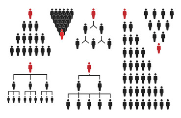 people pyramid with team leader, business career pyramid