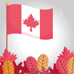 Wall Mural - Canadian flag and autumn leaves vector design