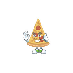 Sticker - cartoon picture of slice of pizza make a call gesture