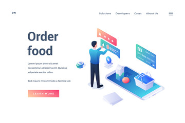 Poster - Vector banner for modern food delivery service
