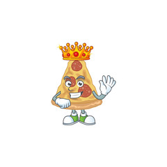 Poster - A charming King of slice of pizza cartoon character design with gold crown