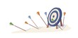 © Good Studio - Multiple arrow missed hitting target mark isolated on white background. Fail archery goal inaccurate to purpose vector illustration. Concept of business failure, mistake strategy and loss opportunity