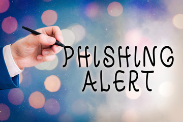 Poster - Conceptual hand writing showing Phishing Alert. Concept meaning aware to fraudulent attempt to obtain sensitive information