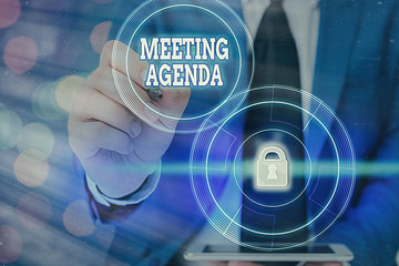 Fototapete - Writing note showing Meeting Agenda. Business concept for items that participants hope to accomplish at a meeting