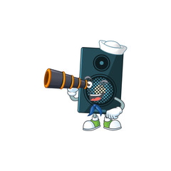 Poster - cartoon picture of sound system in Sailor character using a binocular