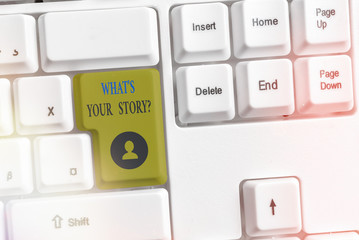 Fototapete - Writing note showing Whats Your Storyquestion. Business concept for manner of asking an individual about past life events