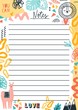 © Good Studio - Colorful doodle template for notes vector flat illustration. Hand drawn planner with place for text and motivational phrases. List of tasks, organizer or event reminder decorated by design elements