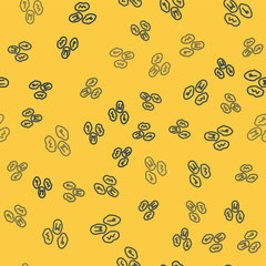 Blue line Magic runes icon isolated seamless pattern on yellow background. Vector Illustration