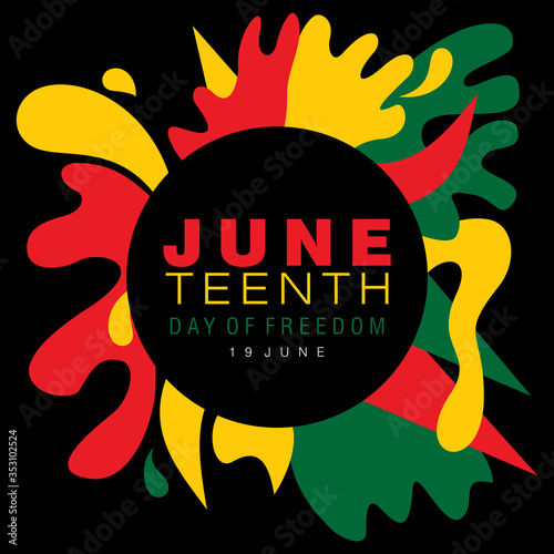 Juneteenth Simple Typography On A Splash Of Abstract Designs In