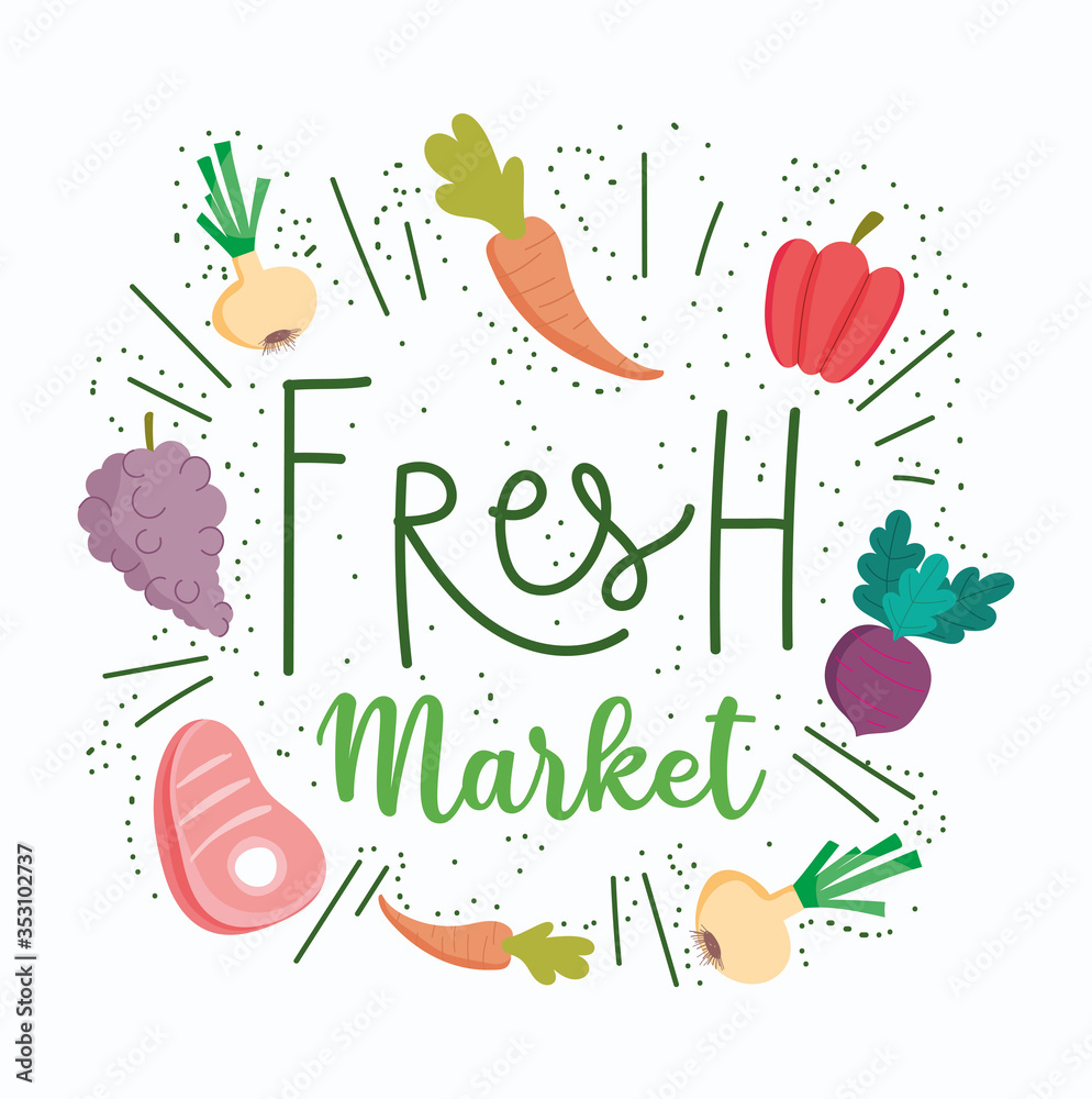 healthy food, fresh market organic ingredient nutrition diet - obrazy, fototapety, plakaty 