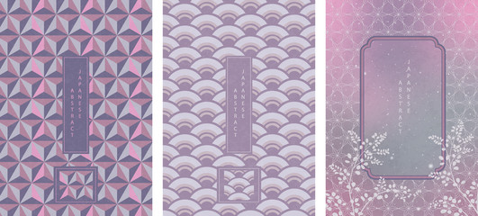 Wall Mural - oriental japanese style abstract seamless pattern background design geometry star triangle wave scal