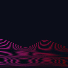 Poster - Abstract rippled or white lines pattern with wavy vibrant facture on dark background and texture. Vector illustration EPS 10. Modern graphic design. Trends 2020. Lines. Minimalistic. Digital art. 