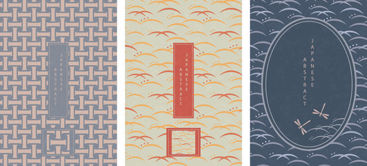 Wall Mural - oriental japanese style abstract seamless pattern background design geometry wave curve cross frame 