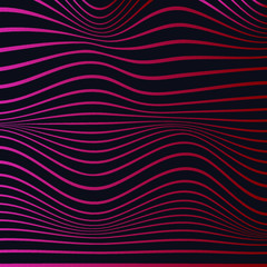 Poster - Abstract rippled or white lines pattern with wavy vibrant facture on dark background and texture. Vector illustration EPS 10. Modern graphic design. Trends 2020. Lines. Minimalistic. Digital art. 