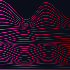 Poster - Abstract rippled or white lines pattern with wavy vibrant facture on dark background and texture. Vector illustration EPS 10. Modern graphic design. Trends 2020. Lines. Minimalistic. Digital art. 