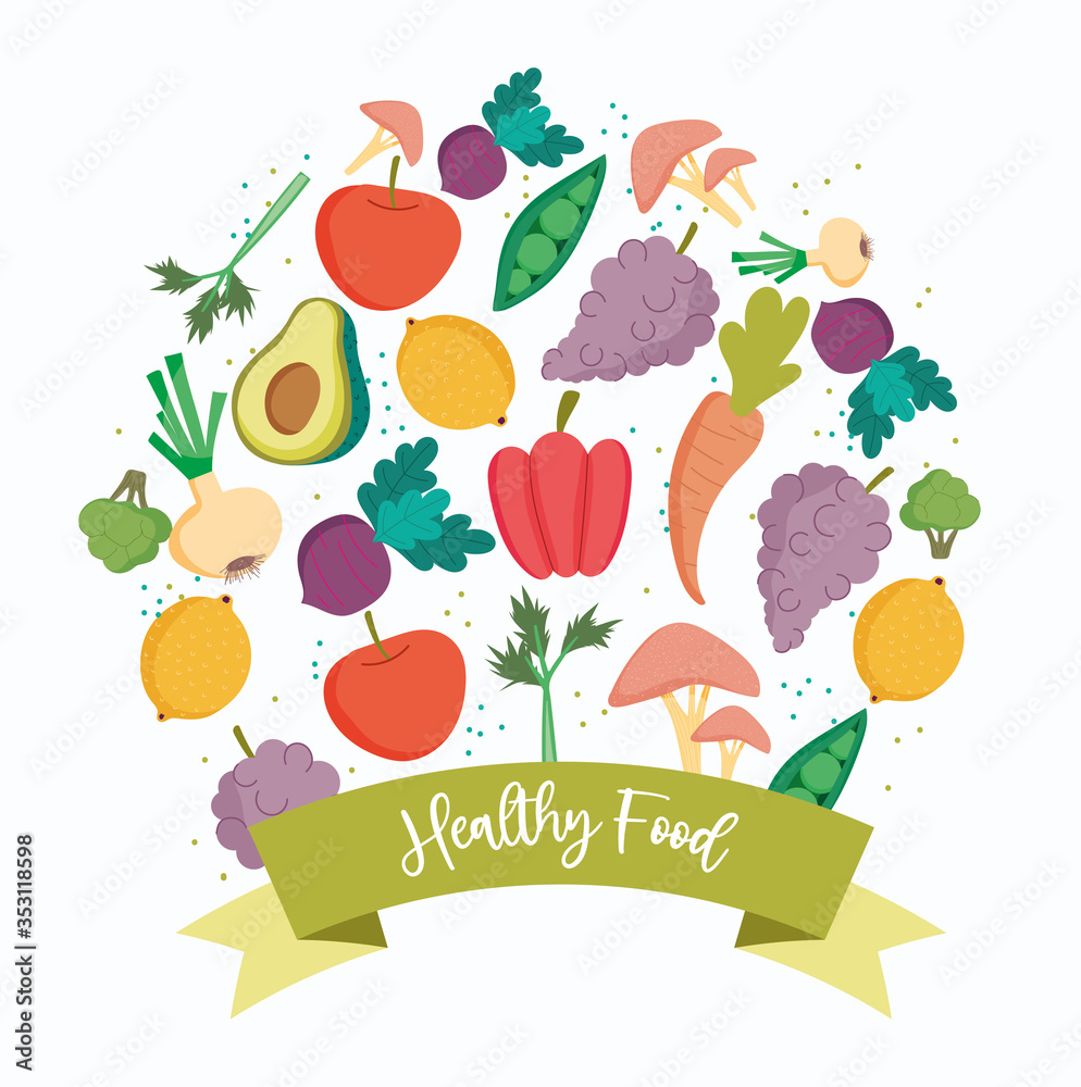 healthy food, products organic fresh balance nutrition diet - obrazy, fototapety, plakaty 