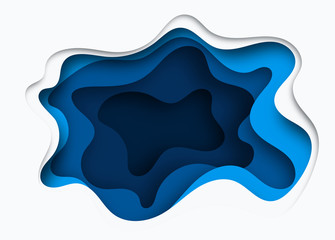 Aufkleber - 3D abstract blue wave background with paper cut shapes. Vector design layout for business presentations, flyers, posters. Eps10.