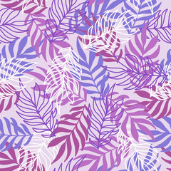 Wall Mural - Summer hawaiian seamless pattern with exotic tropical plants vector illustration