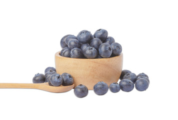 Wall Mural - Blueberries in wooden bowl