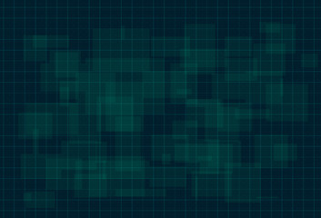 Poster - HUD dark green background with thin grid and dots. Design for science theme, artifical intelligence, neural network and hi-tech. Vector