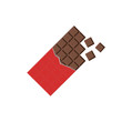 Chocolate bar in wrapper, simple illustration in flat.