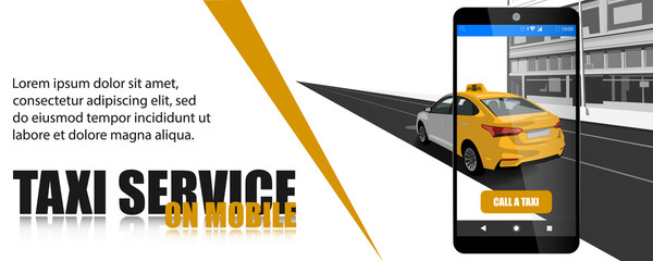 Wall Mural - Online taxi service. Smart taxi concept illustration.