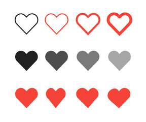 Wall Mural - abstract collection. vector heart set line icon in flat.