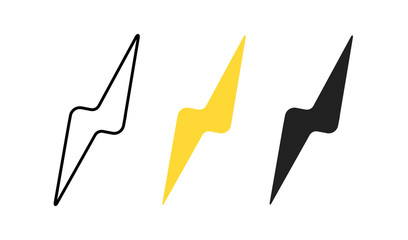 Wall Mural - lightning, yellow sign icon set. vector electric concept in flat