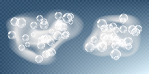 Wall Mural - Bath foam soap with bubbles isolated on transparent background. Vector illustration