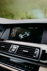 Wall Mural - modern car interior, on-board computer display.