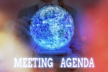 Fototapete - Handwriting text writing Meeting Agenda. Conceptual photo items that participants hope to accomplish at a meeting Elements of this image furnished by NASA