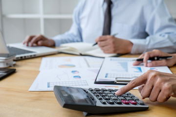 Leinwandbilder - Business team manager meeting discussing company project success financial statistics, Professional investor working start up project for strategy plan with growth profit investment