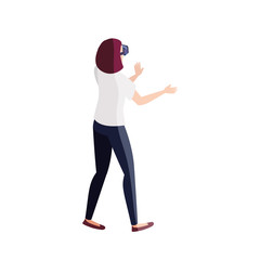 Wall Mural - woman with glasses virtual reality on white background vector illustration design