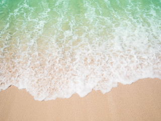 Beach top view.beach sand and blue sea in thailand. summer holiday travel concept.