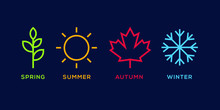 Four Season Logo Winter Spring Autumn Summer Vector Illustration