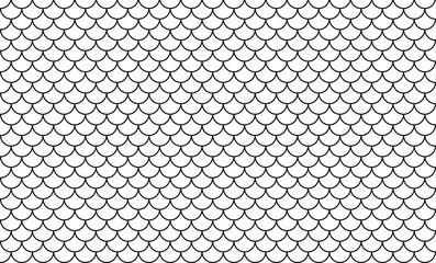 Wall Mural - line art of fish scale pattern isolated on white background, tile pattern line, mermaid tail pattern grid for decoration