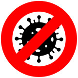 Fototapeta  - Red coronavirus caution icon. The world is fighting the coronavirus outbreak. Stop pandemic due to coronavirus.