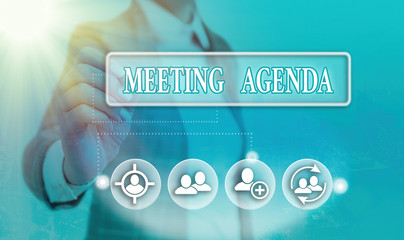 Fototapete - Conceptual hand writing showing Meeting Agenda. Concept meaning items that participants hope to accomplish at a meeting