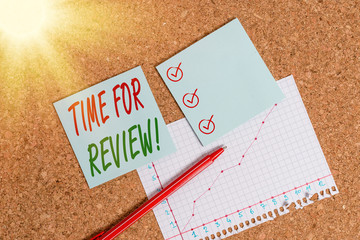 Wall Mural - text sign showing time for review. business photo text review of a system or situation in its formal