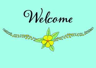 welcome signage with flower badge banner pastel colour