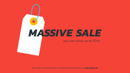 Wall Mural - Abstract massive sale banner. Vector hanging tag. Template for special offer design