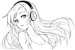 © Artem - Beautiful anime girl in headphones listening to music