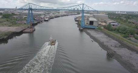 Canvas Print - Drone footage of the area around the River Tees at Middlesbrough