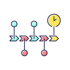 Sticker - Chronology RGB color icon. Scientific field of study, history research, school subject. Events order, roadmap presentation. Timeline Isolated vector illustration